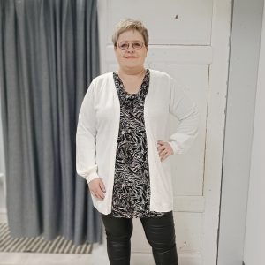 Pidempi neuletakki puuvillasekoitetta, valkoinen, Ze-Ze