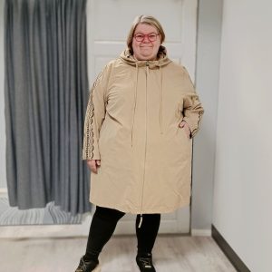 Vuoriton kevättakki painetulla kuviolla, beige, Zhenzi