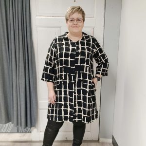 Ruutukuvioinen takkimekko, musta-luonnonvalk, Pont Neuf