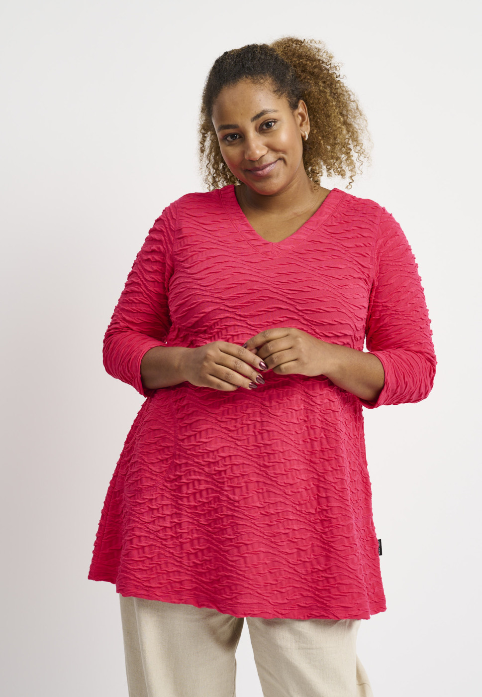 Taskullinen neulostunika, hot pink, Pont Neuf - Image 3